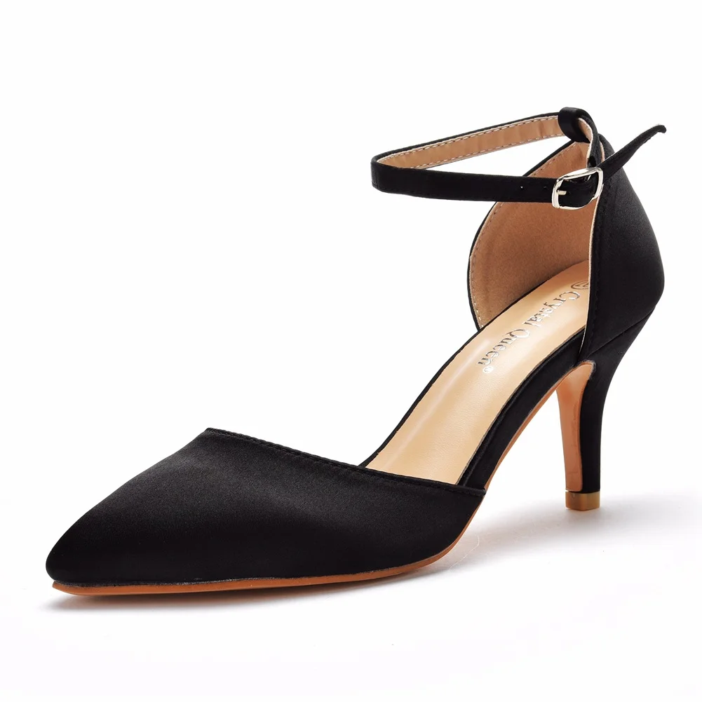 Breakj Breakj Cm Medium Heel Sandals Fine Heel Tip Buckle Sandals Emulation Silk Wedding Banquet Dress Shoe Tips Sandals Woman