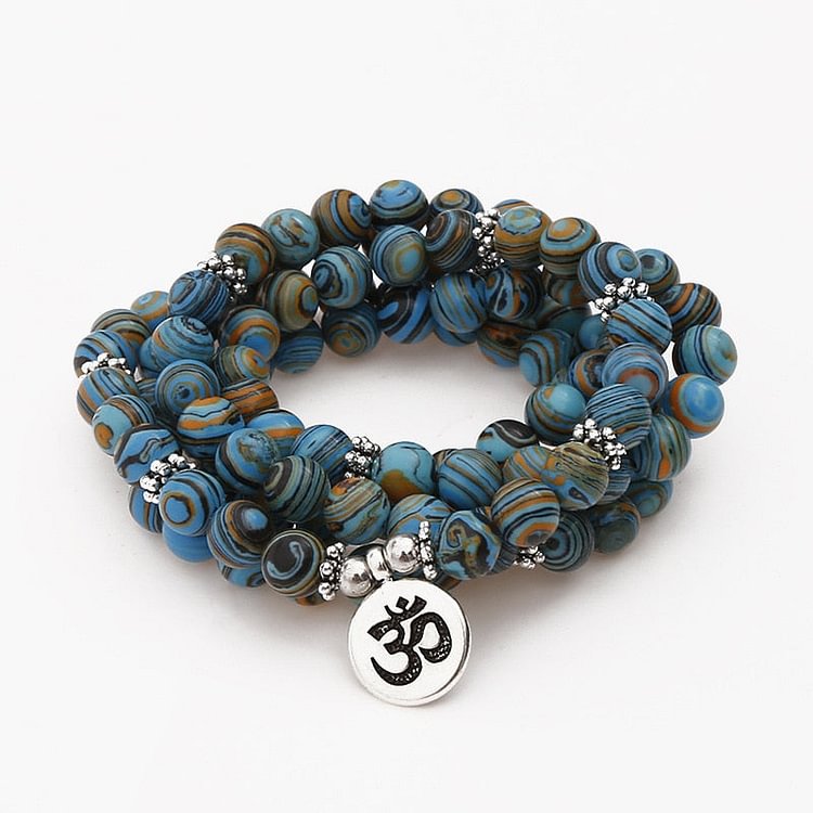 YOY-8mm Blue Malachite Stone Beads Multi-layer Winding Bracelet