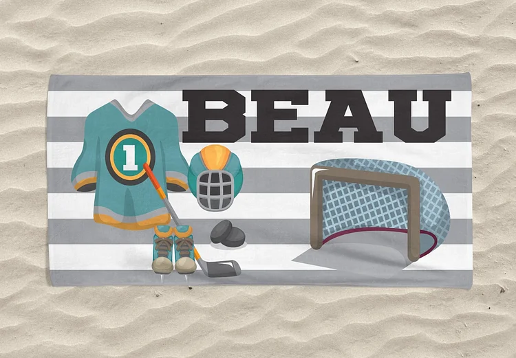 Personalized Kids Hockey Beach Towel For Summer&Beach|DYTowel143
