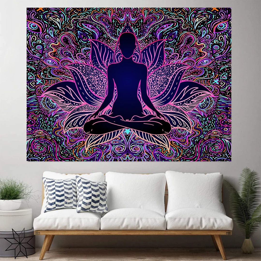 Indian Rainbow Psychedelic Buddha Tapestry Bohemia Abstract Mushroom Wall Hanging Tapestries Hippie Tarot Elephant Blanket Decor