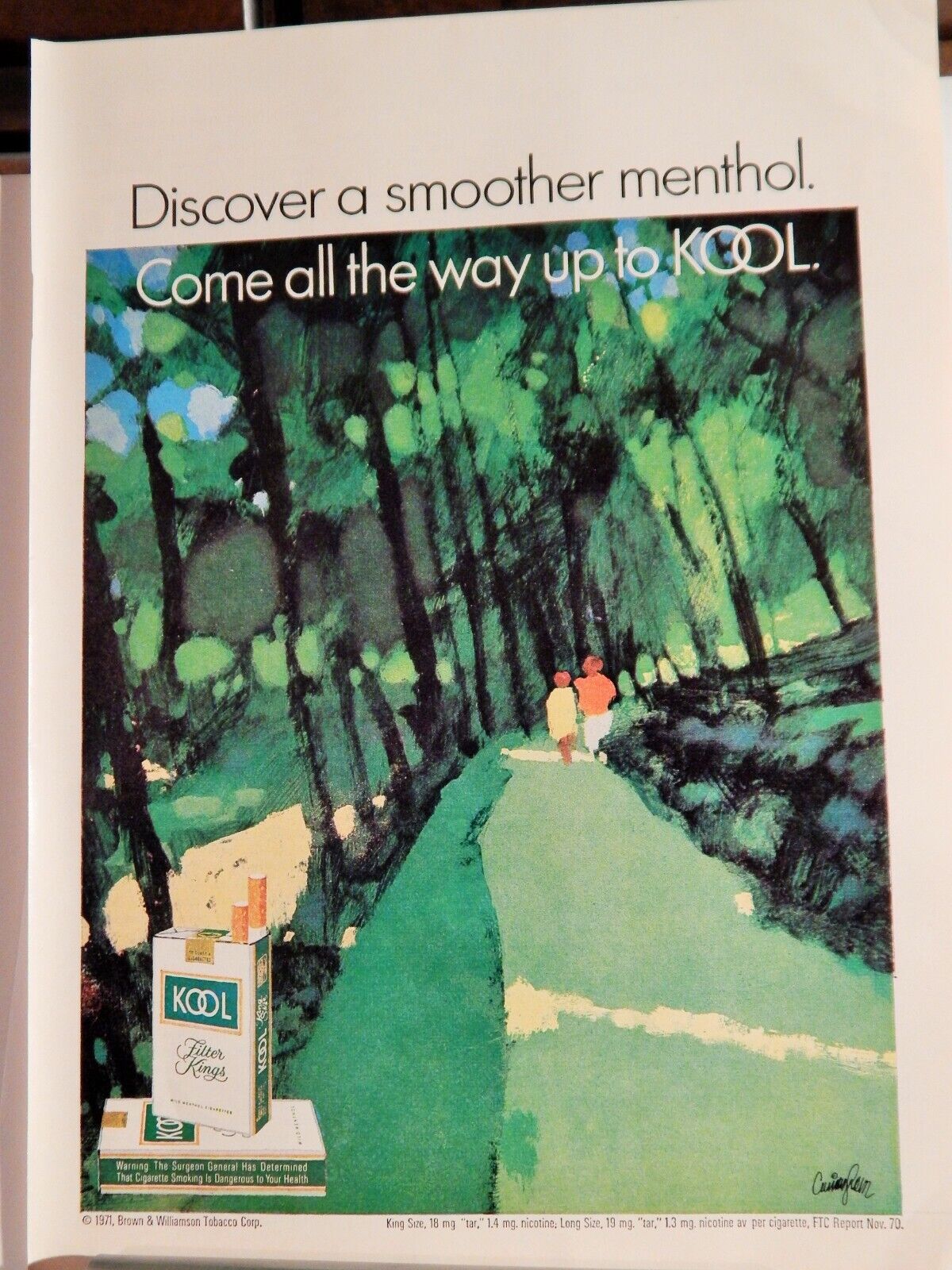 KOOL FILTER CIGARETTES 1971 VINTAGE Photo Poster painting AD, RARE SOUGHT EPHEMERA