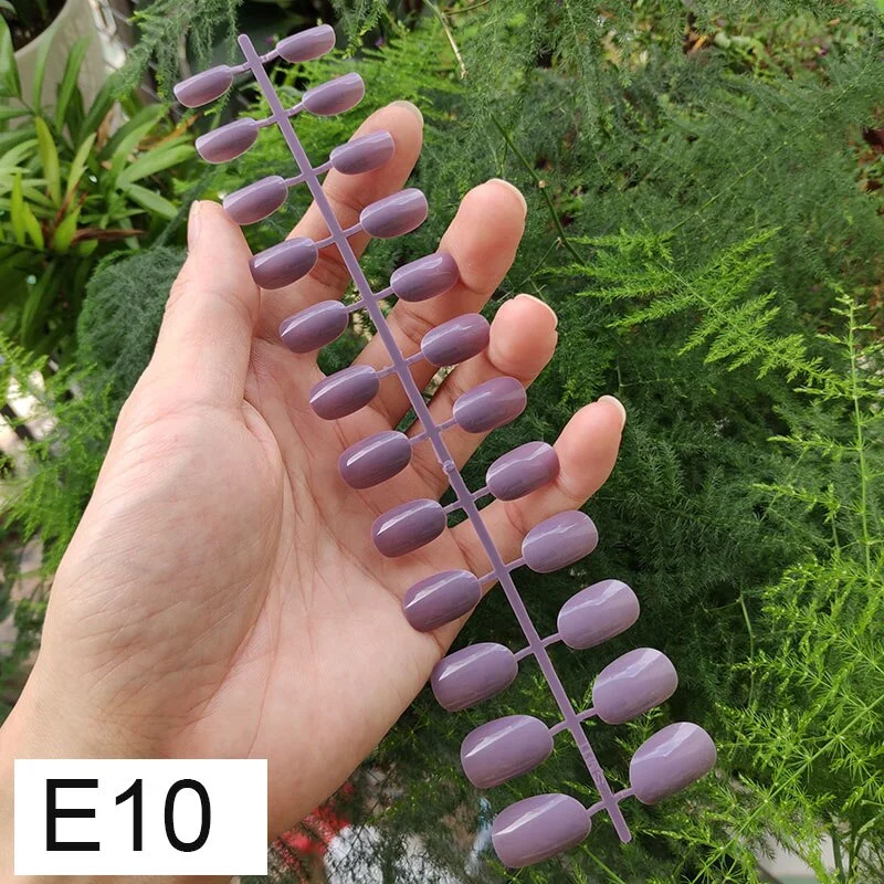 10 Sets Round Shape False Nail Tips In Same Color 24 Pieces/Set 10 Sizes Press on Fake Nails DIY Manicure Finger Nail Tips-Nail Inspo