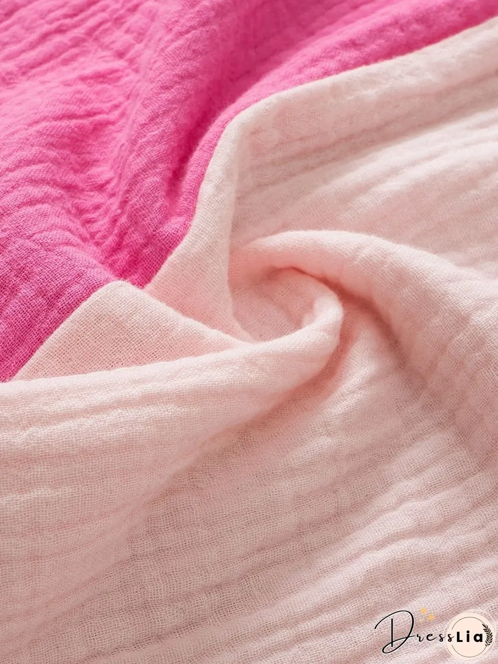 Pink Tiered Ruffle Sleeve Color Block Blouse