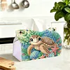 Diamond Art Painting Decorative Paper Napkin Dispenser Wear Resist Handmade Household Container Multifunction Rhinestone PU Tissue Holder Kit for Adults Home Office Gift (Cute Underwater Turtle)