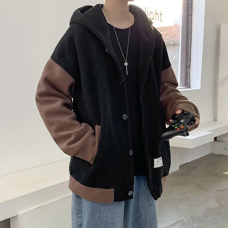 Aonga Mens Hoodies Japanese Style Hip Hop Casual Hooded Sweatshirts Male Streetwear Hipster Harajuku Loose Tops Patchwork