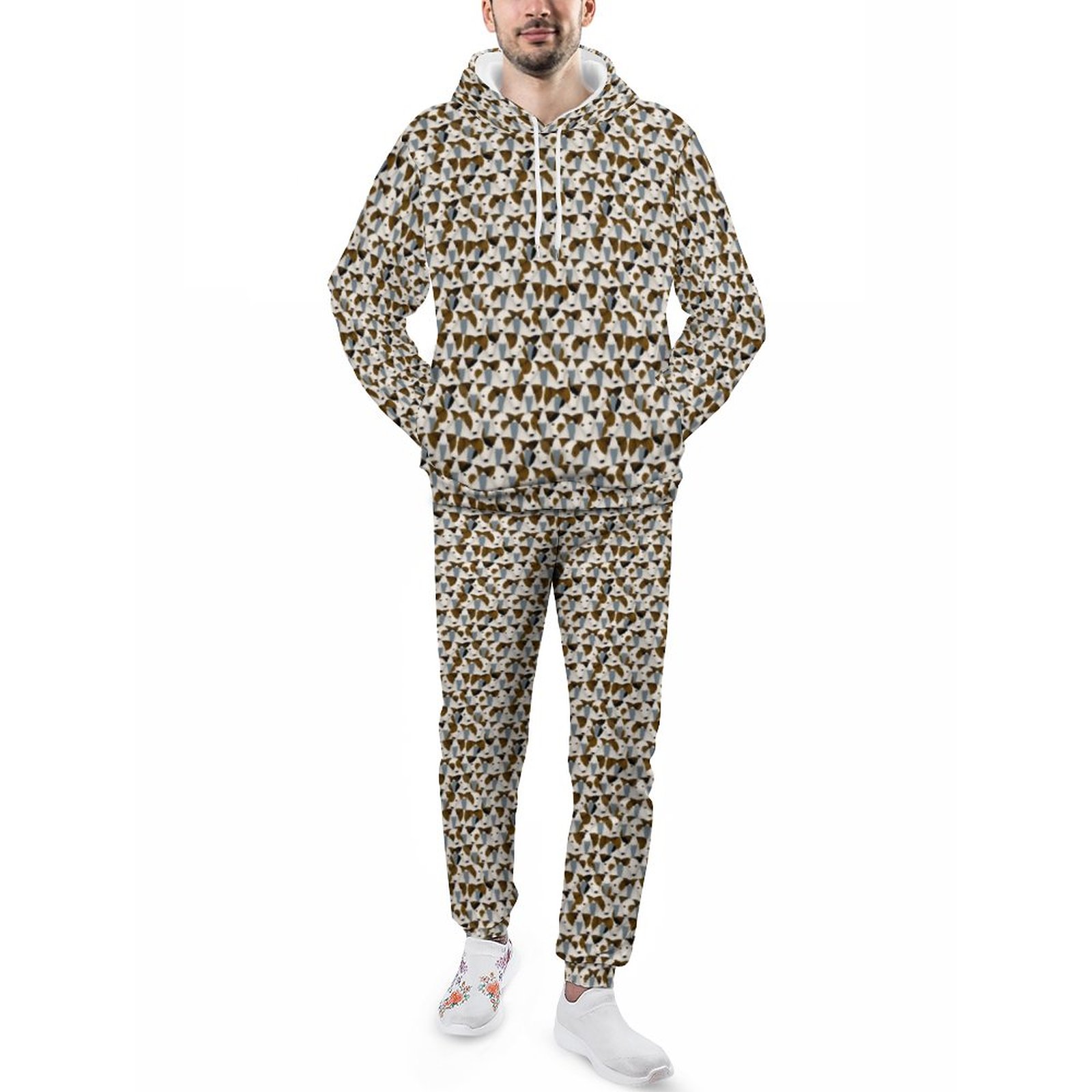 Lots Of Parson Jack Russell Terriers Pattern Men's Tracksuit 2 Piece Hoodie Sweatsuit Sets Casual Jogging Athletic Suits