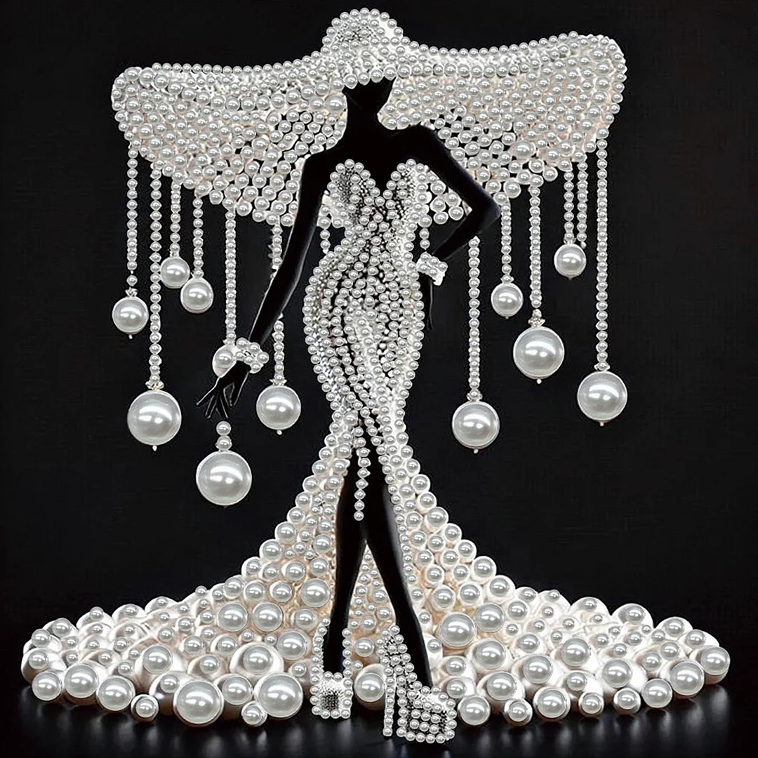 Elegant Lady - DIY Pearl Diamond Art Kit With Frame 30*30cm