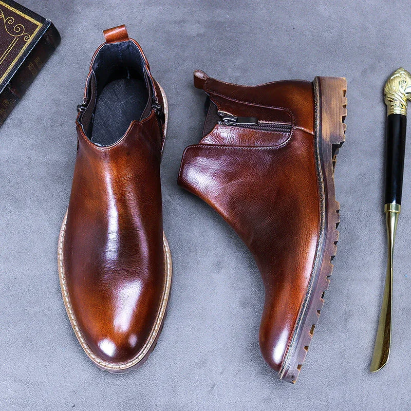 2022 Men's Leather Business Casual Trendy Dress Boots