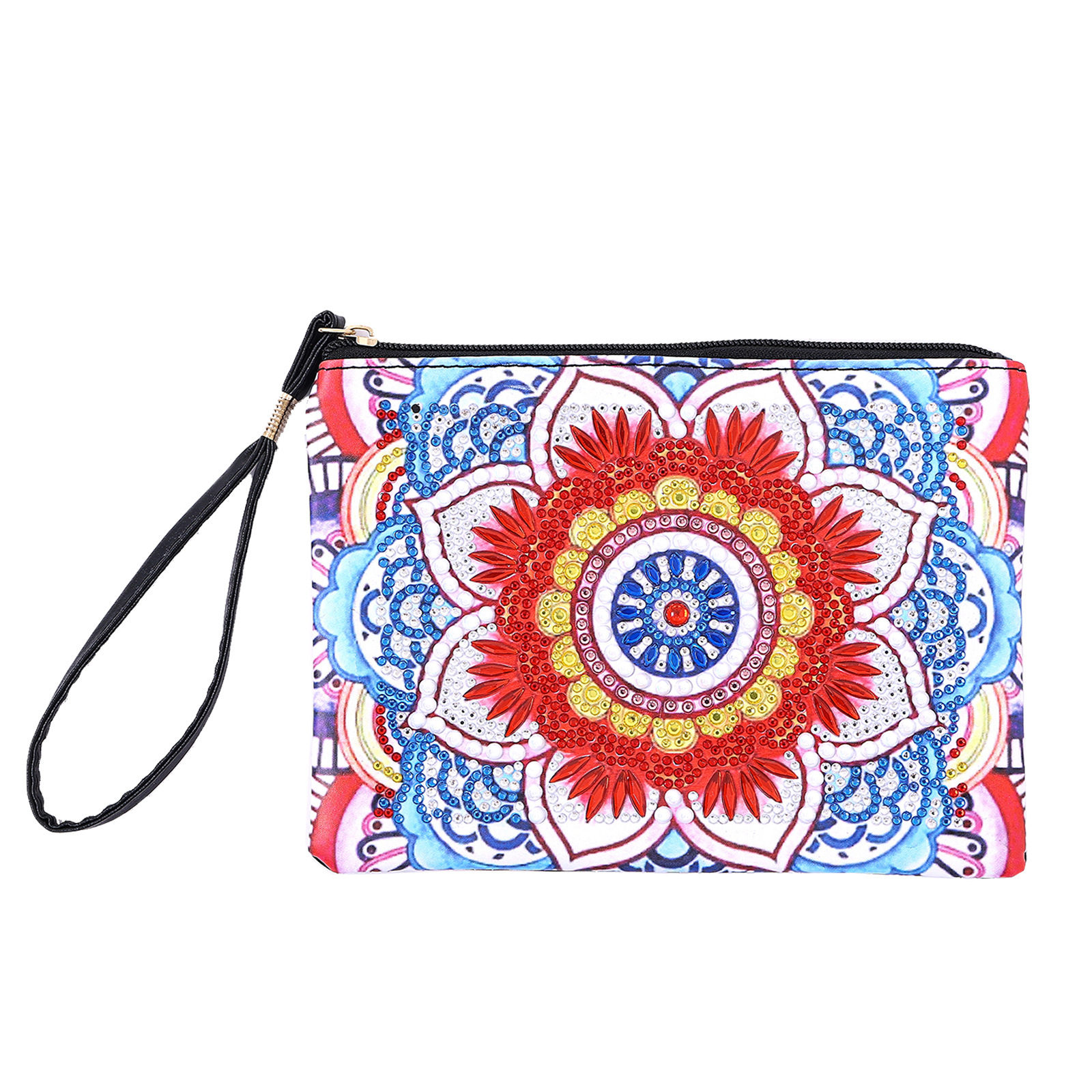 Cross mirror 5D DIY Diamond Painting Handbag Makeup Bag, Flower Style Handmade Diamond Art Craft Bag