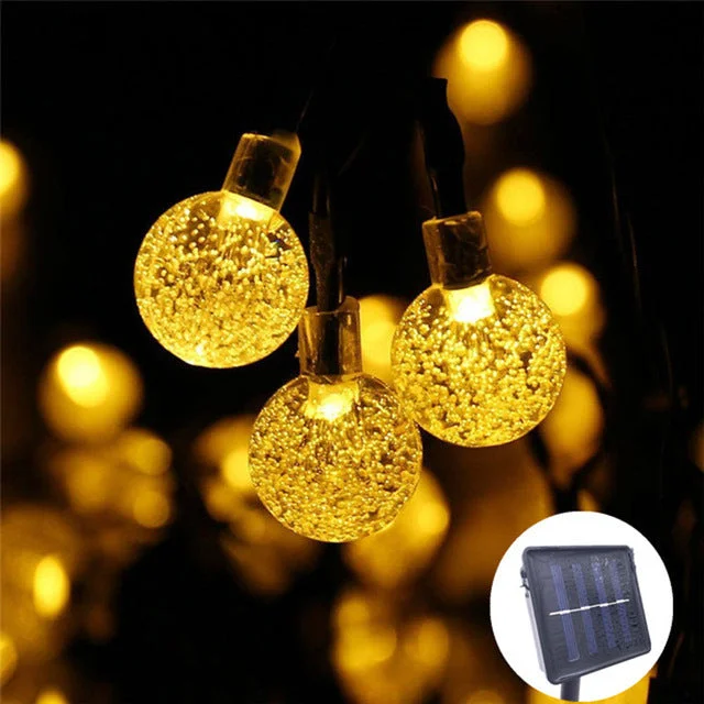 5M 7M 10M Solar Crystal Ball Lamp, LED String Lights Flash Waterproof Fairy  For Outdoor Garden Decoration