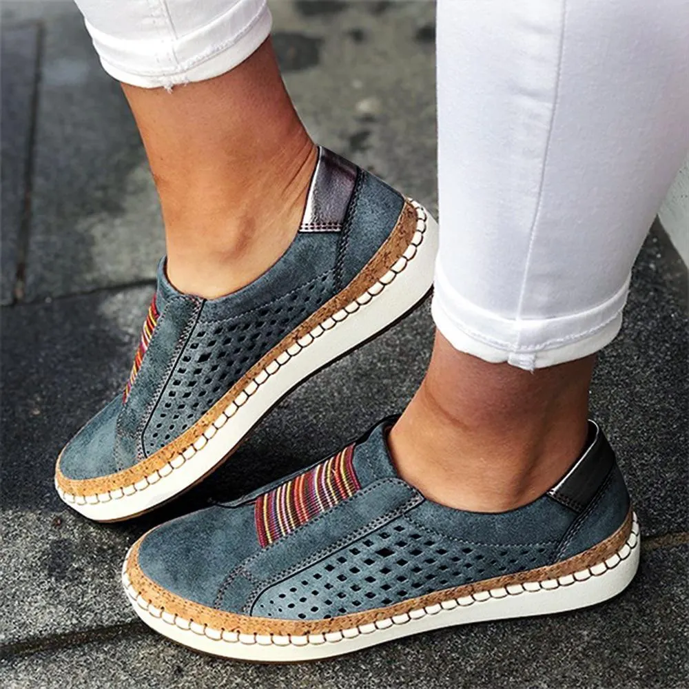 2021 Women Slip on Sneakers Shallow Loafers Vulcanized Shoes Breathable Hollow Out Casual Ladies Shoes Woman Plus Size Dropship 1103-1