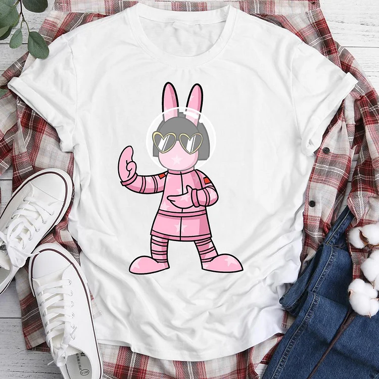 Cute Pink Bunny  T-shirt Tee -05566-Annaletters