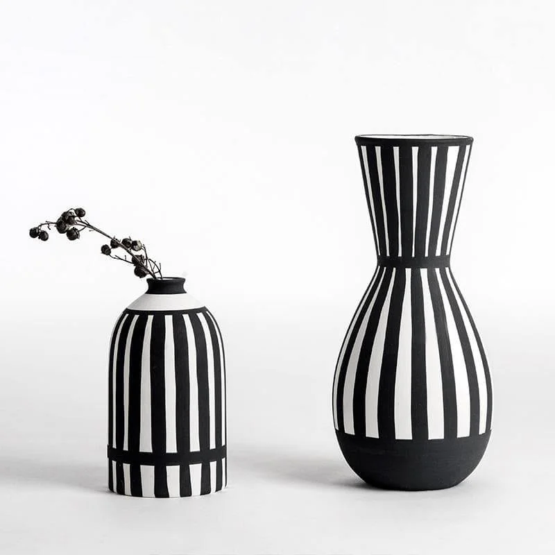 Scandi White & Black Ceramic Vase