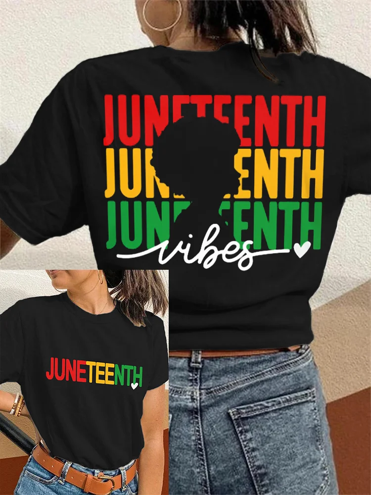 Juneteenth Vibes Afro Woman Silhouette Graphic T Shirt