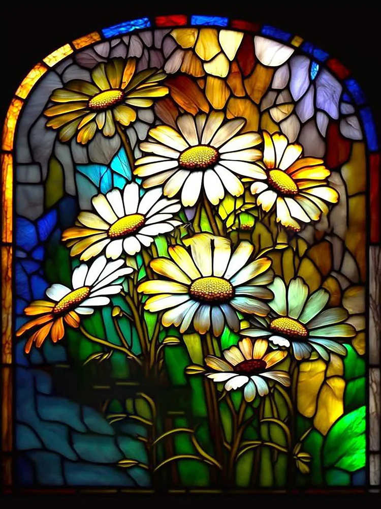 Glass Art - Flowers 14CT Stamped Cross Stitch 45*65CM