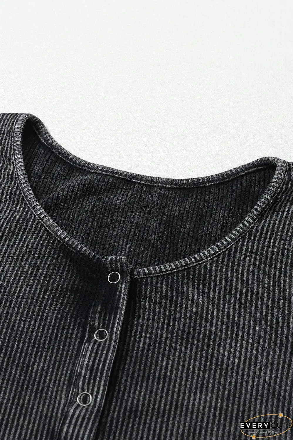 Casual Long Sleeve Ribbed Knit Shirt