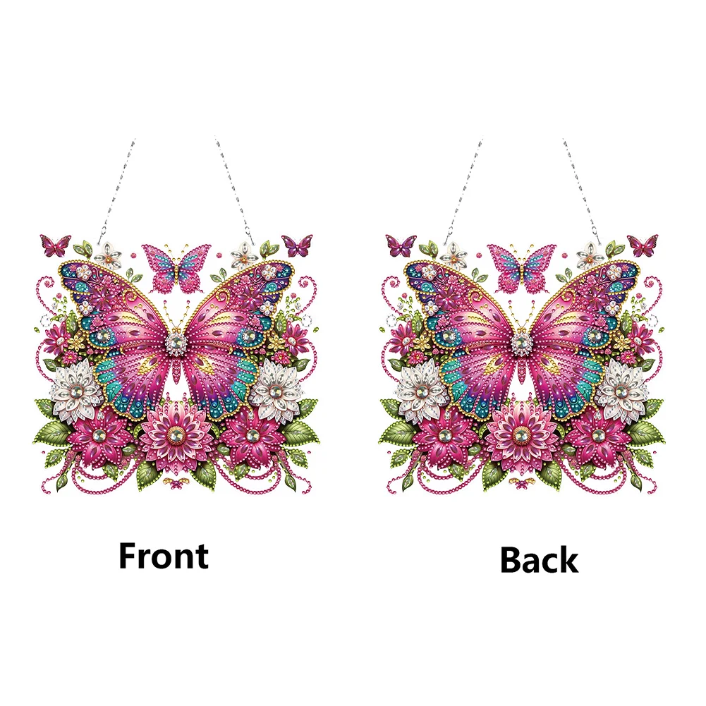 DIY Flowers Butterfly Diamond Painting Hanging Pendant DIY Diamond Ornaments Wall Decor Home Decor Gift Idea