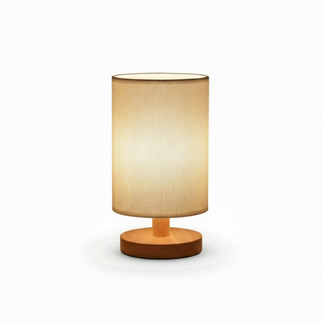 LED Fabric Wood Table Lamp