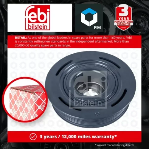 Crankshaft Pulley fits RENAULT MASTER Mk2 2.5D 2001 on Belt 8200051126 Febi New Parts
