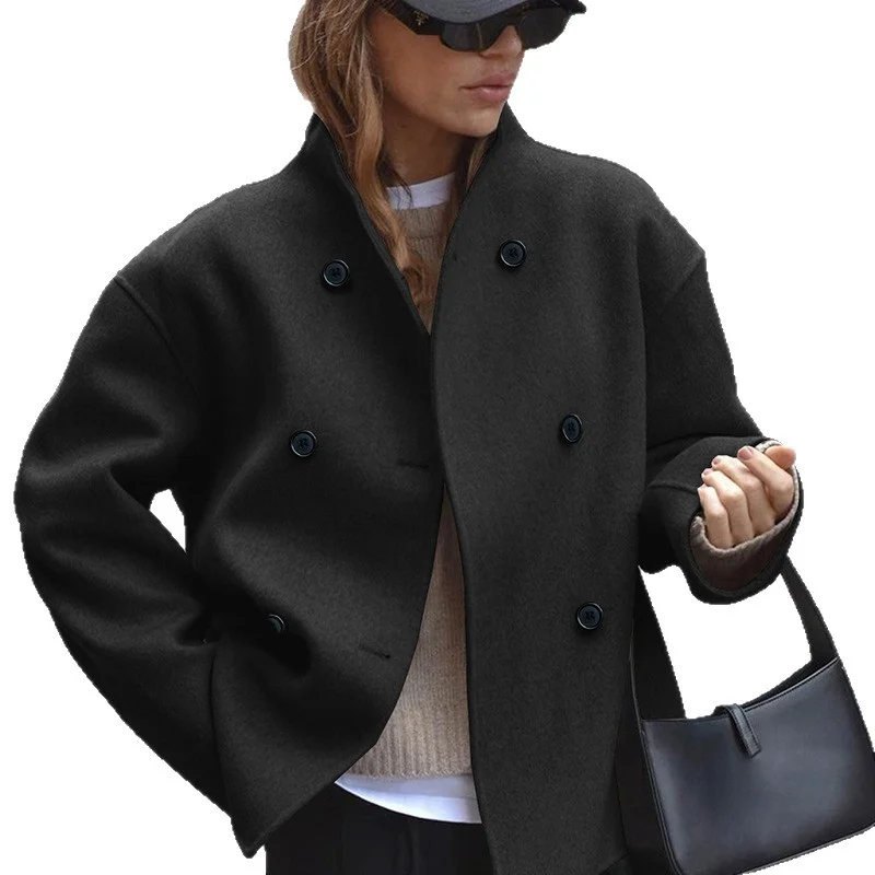 Nigikala Nigikala Code Women's Double Buckle Solid Color Of The Coat Coat Casual Temperament British Style Cloth Women