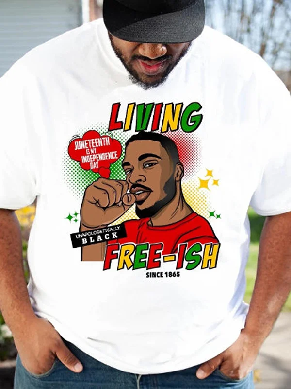 Men's Living Free-Ish Juneteenth Graphic Print Casual Tees