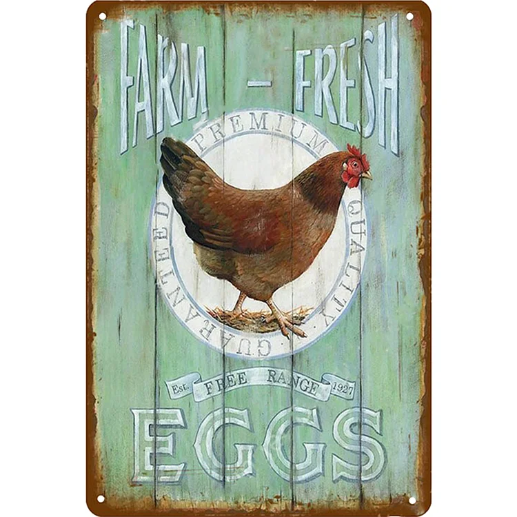 Poulet - enseignes en étain vintage / enseignes en bois - 7.9x11.8in & 11.8x15.7in