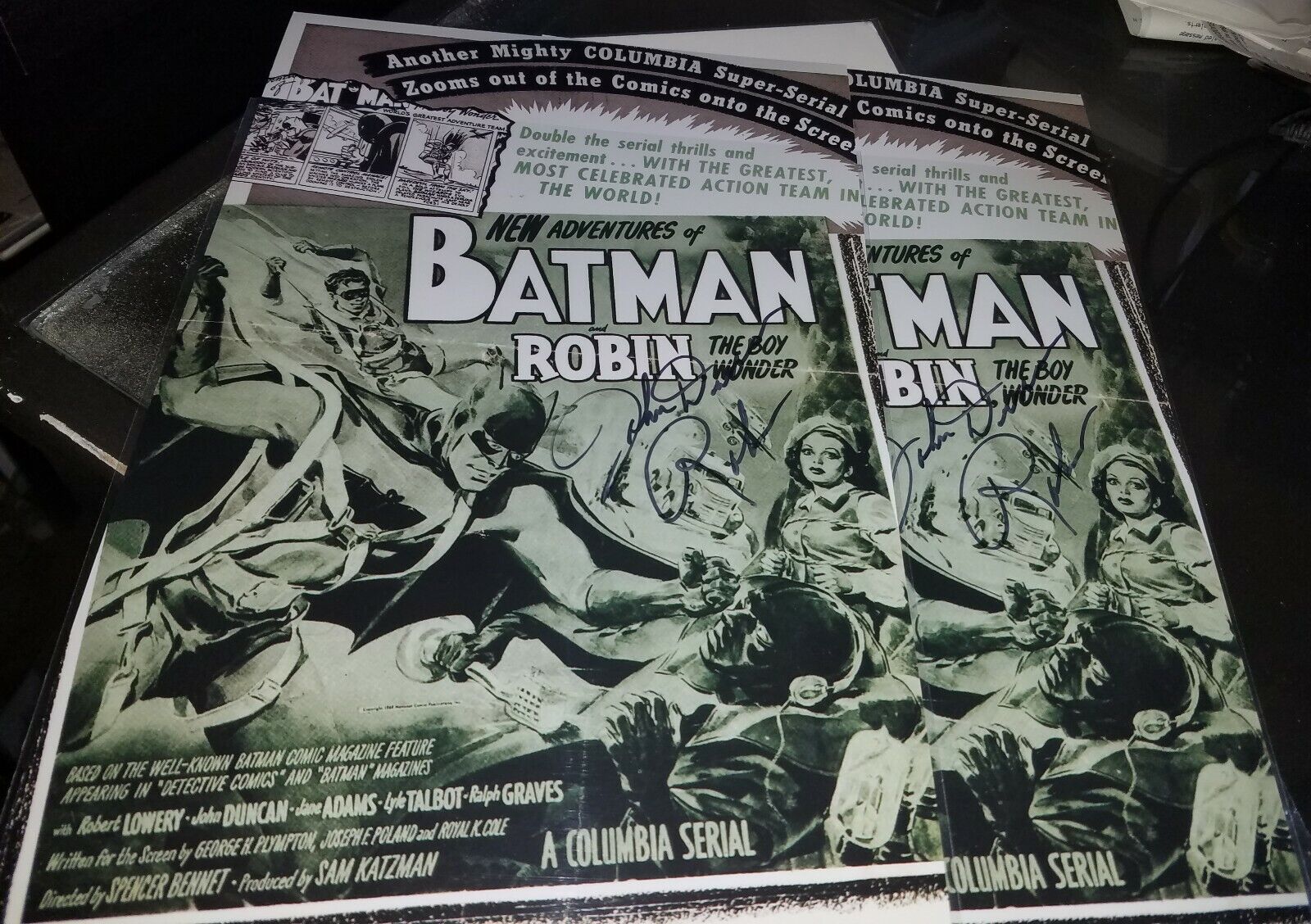 Johnny Duncan Signed b&w 8x12 Batman Serial Movie Photo Poster painting