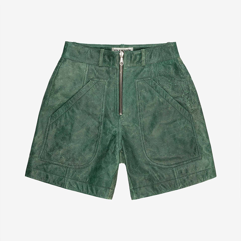 Retro Cracked Leather Shorts