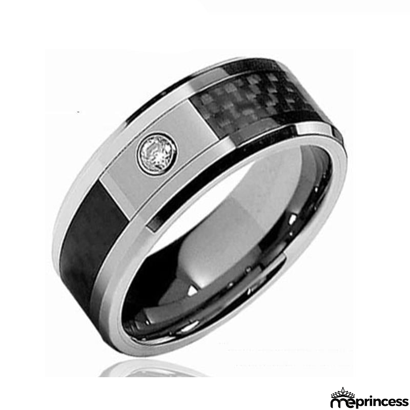 Men's Tungsten Channel Setting Round Engagement Trendy Ring