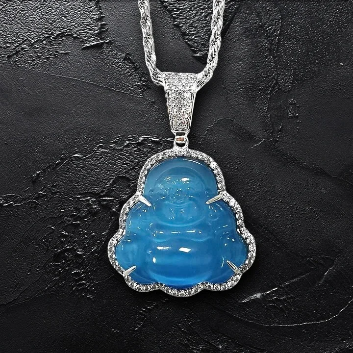 Blue Buddha Pendant AAA Cubic Zircon Necklace-VESSFUL