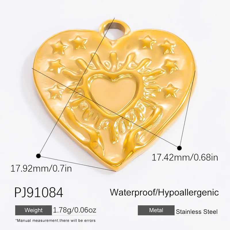 1 Piece 12.64*13.28mm 304 Stainless Steel Zircon 18K Gold Plated Heart Shape Pendant Jewelry Accessories
