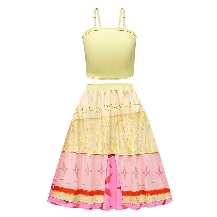 Kids Children Moana (2024) Moana Yellow Pink Skirt Outfits Cosplay Costume 