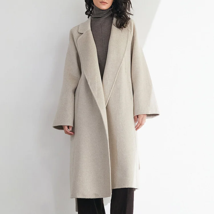 Araminta Linen 100% Wool Single-Breasted Coat QueenFunky