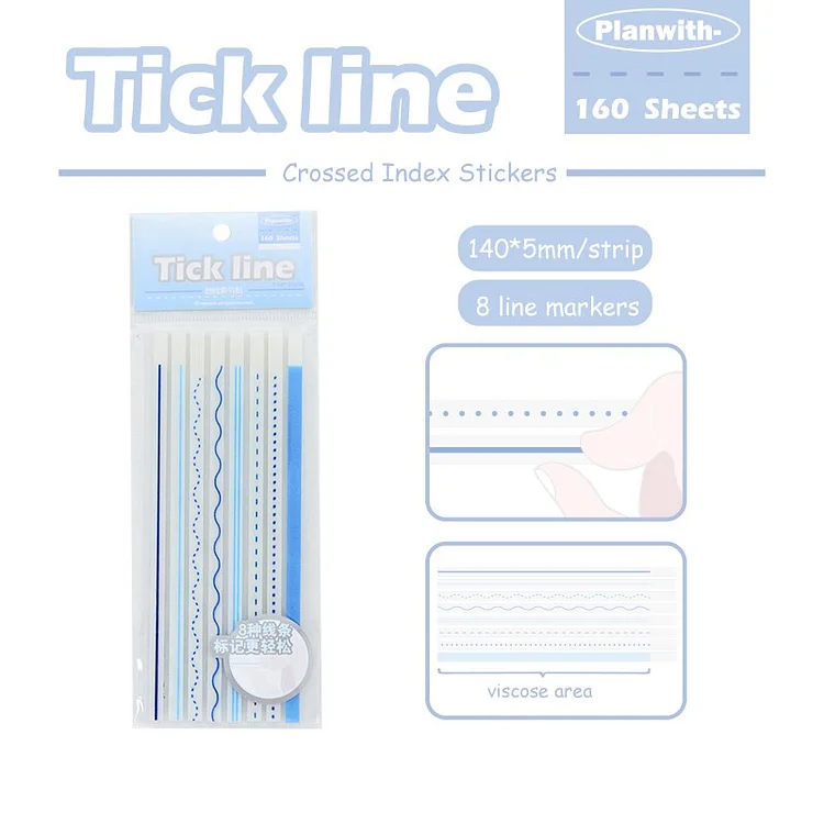 JOURNALSAY 160 Sheets Stickers Line Marker Stickers Creative DIY Transparent Decor Sticky Note Stationery