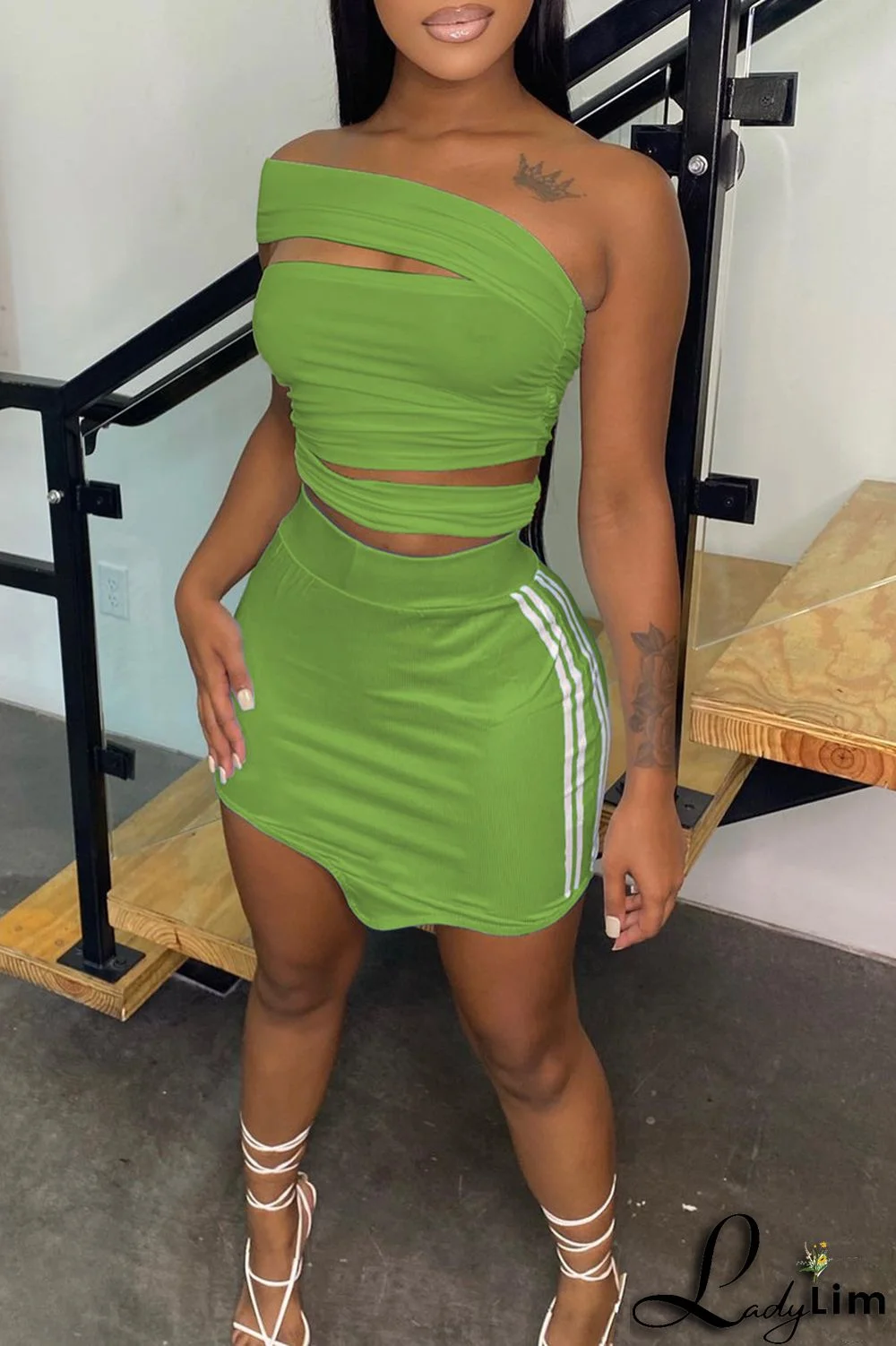 Black Fashion Sexy Solid Split Joint Backless Strapless Sleeveless Two Pieces