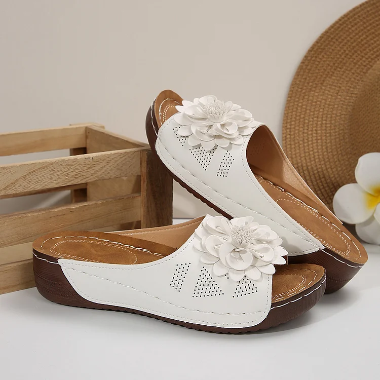 🔥LAST DAY 60% OFF Posture-Correcting Wedge Slippers | Arch Support + Heel Alignment, Hand-Sewn & Stylish 👣⚕️