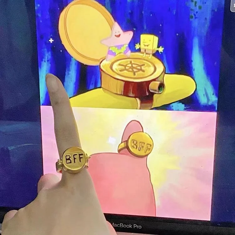 A Pair of Spongebob Best Friends Forever Anels| The Best Friends Forever Rings