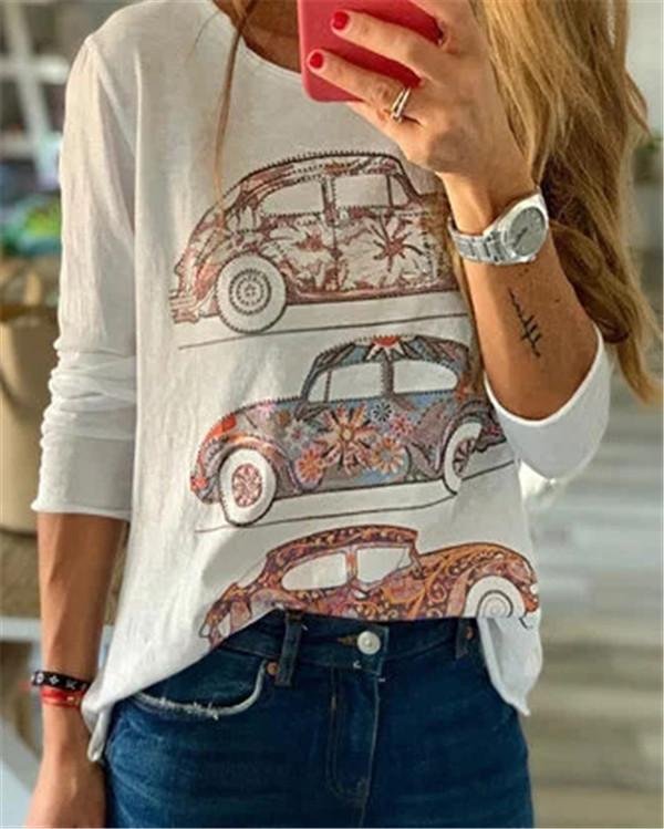 VM Bus Crew Neck Fall New Casual Lady Daily Shift Tops