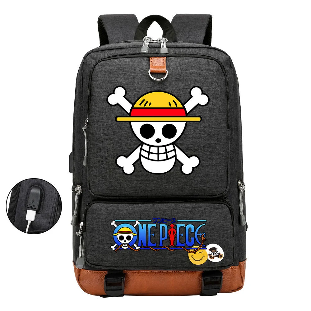 Buzzdaisy Anime-inspired One Piece Backpack with USB Charging Port and 15-inch Laptop Compartment - Perfect for School or Travel