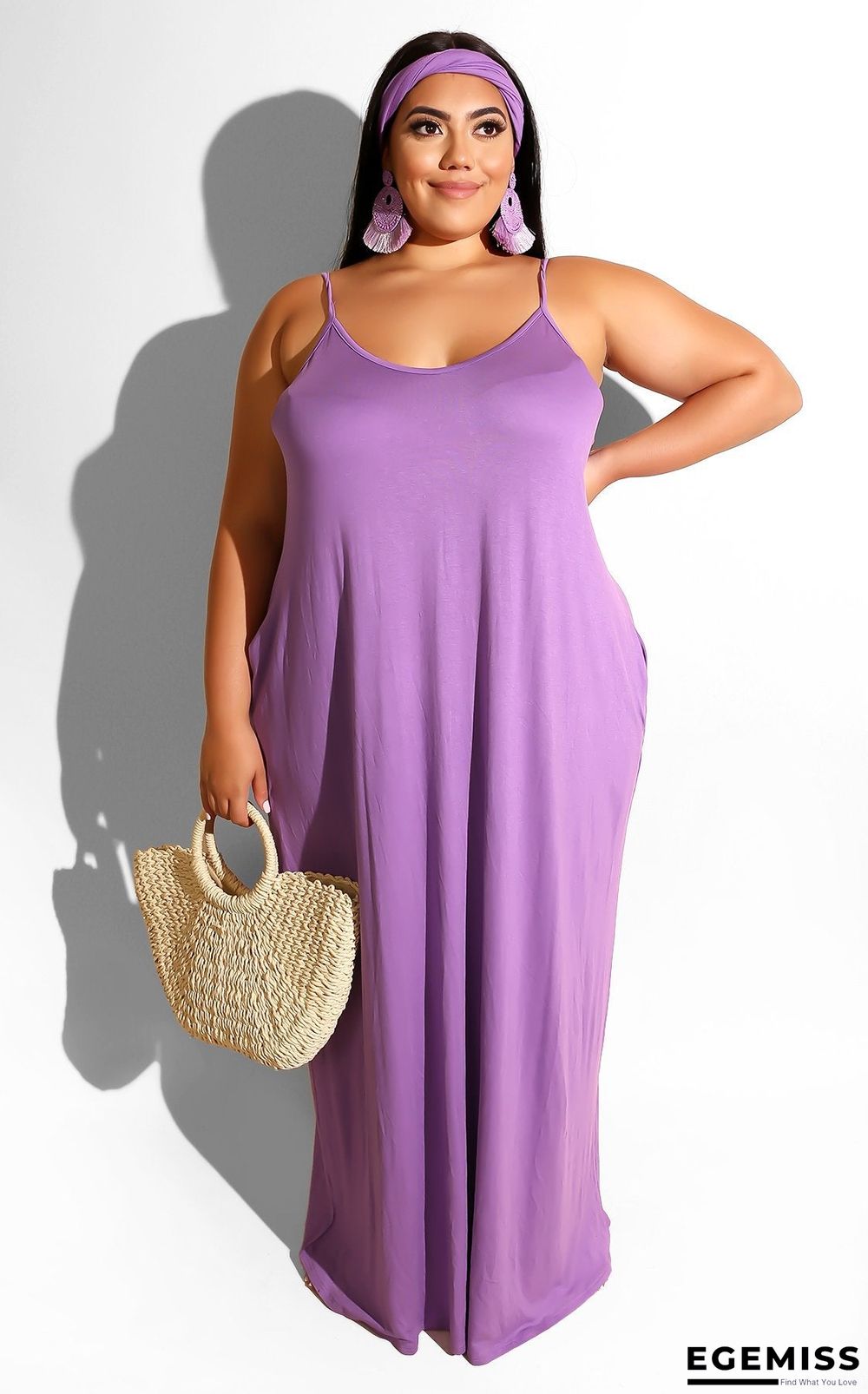 Casual Solid-colored Sling Dress Large Size Women's Wear Black Dresses | EGEMISS