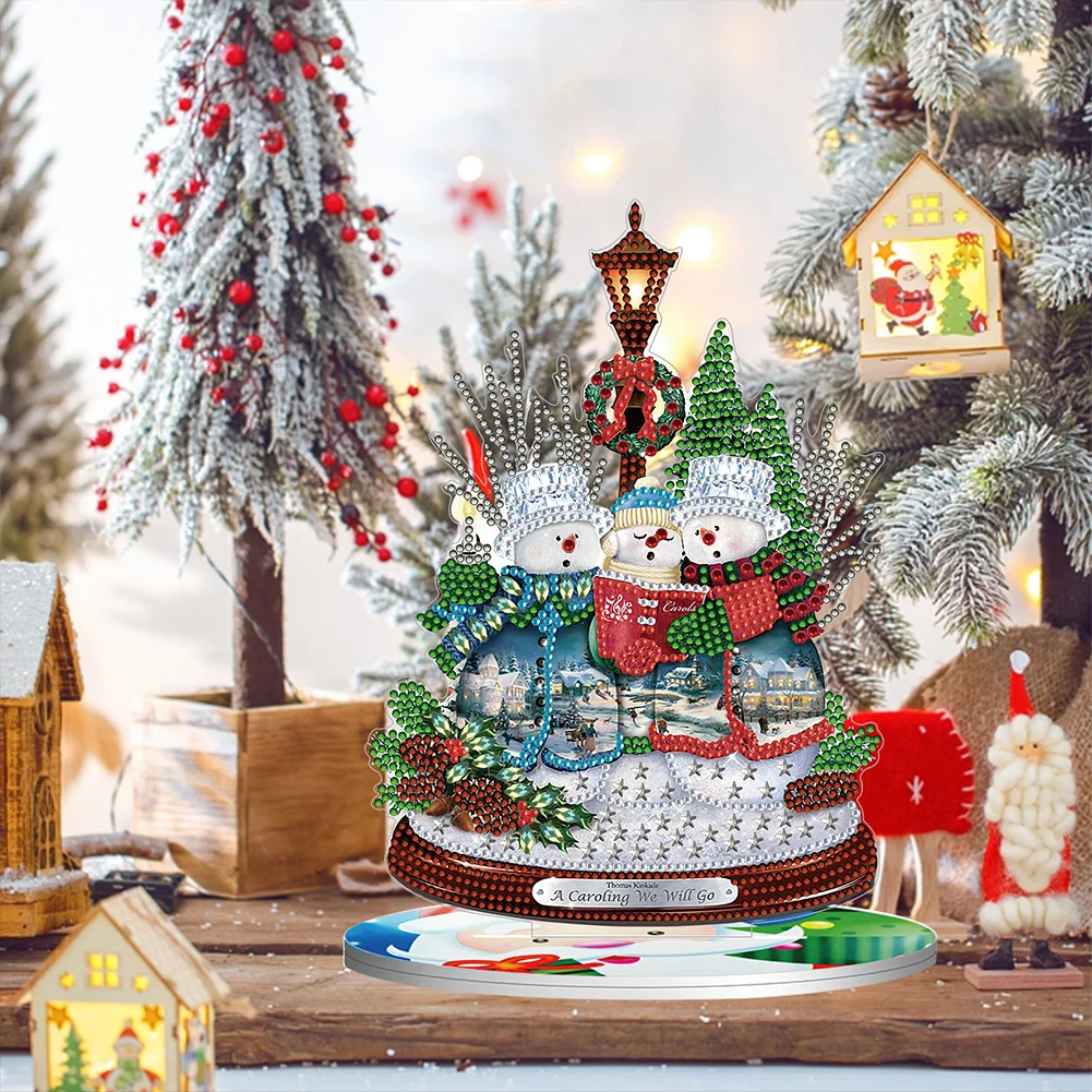 5D DIY Snowman Diamond Xmas Decor Rounded+Shaped Drill Christmas Ornament