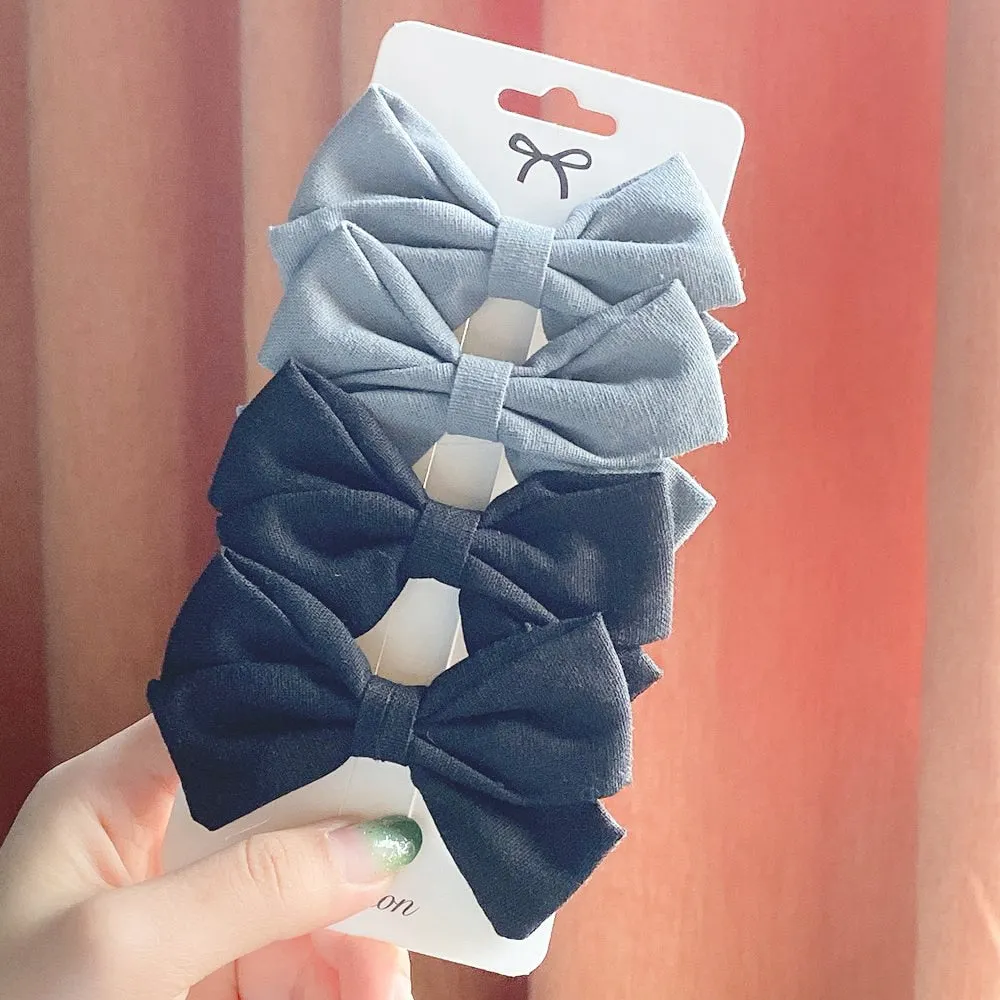 4Pcs/set Cute Solid Bowknots Hair Clips For Baby Girls Safty Boutique Hairpins Handmade Barrettes Headwear Kids Hair Accessories