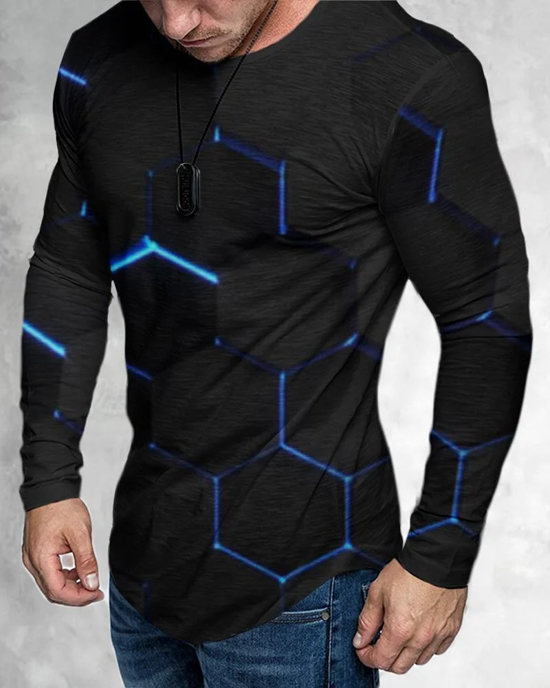 men's casual printing long sleeves