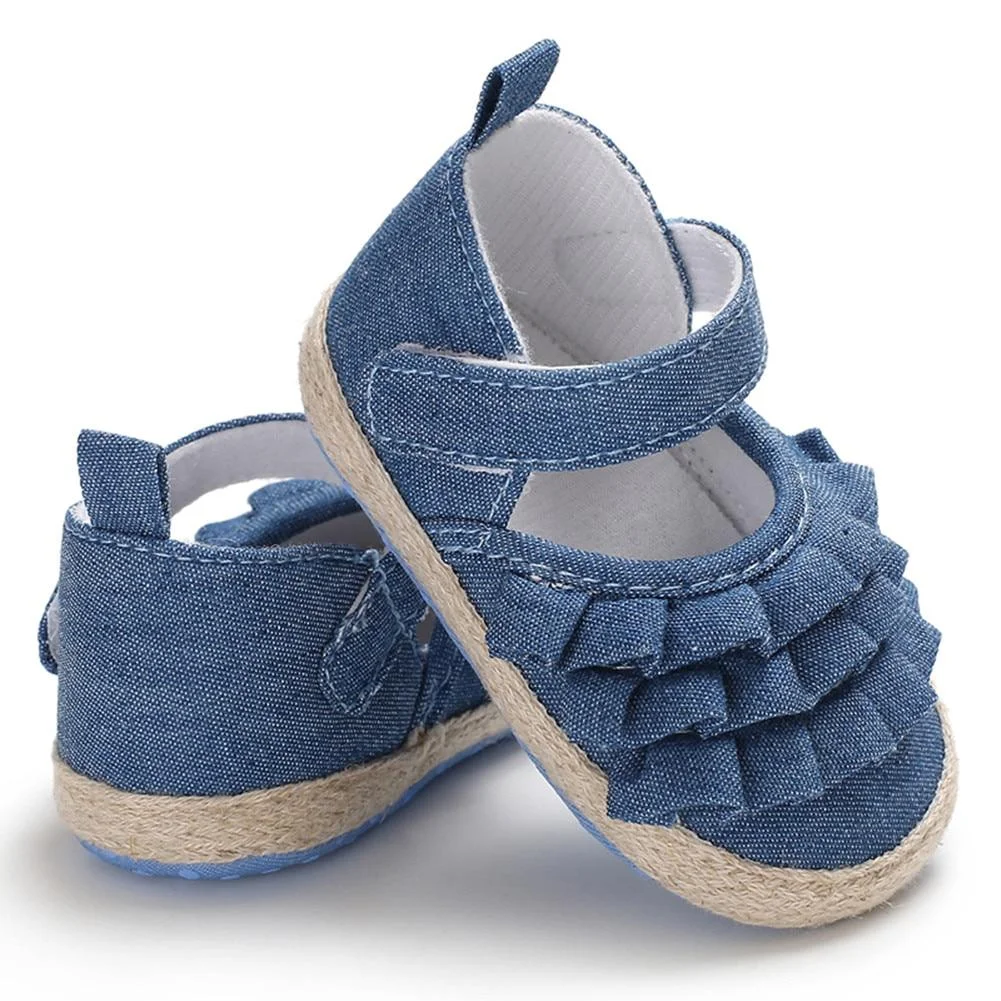 2019 Brand New Newborn Infant Baby Girl Summer Kids Shoes Soft Sole Crib Prewalker Toddler Anti-Slip Solid Ruffled First Walkers