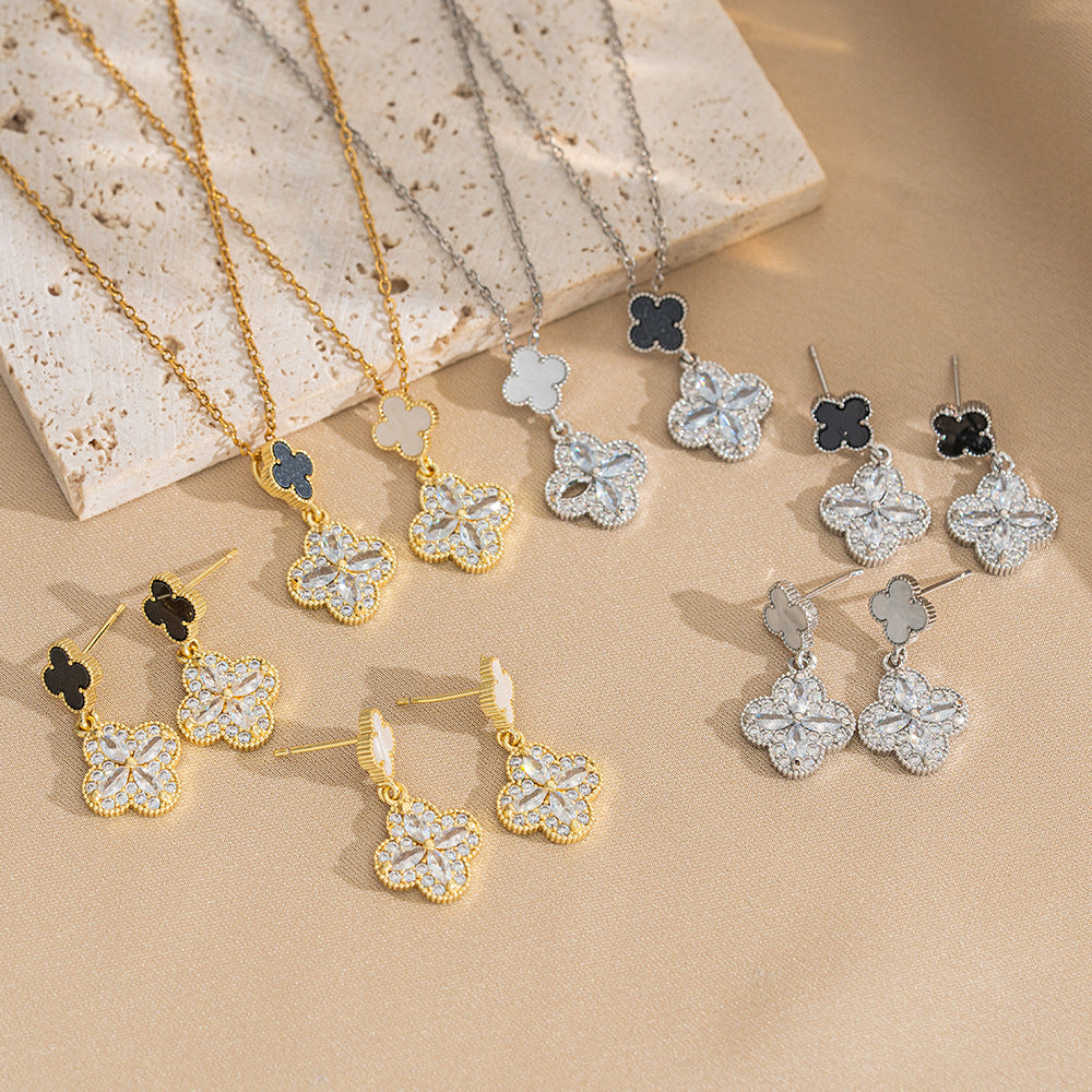 Japanese And Korean Trendy Elegant Four-Leaf Clover Earrings Trendy Fashionable And Popular Style Earrings