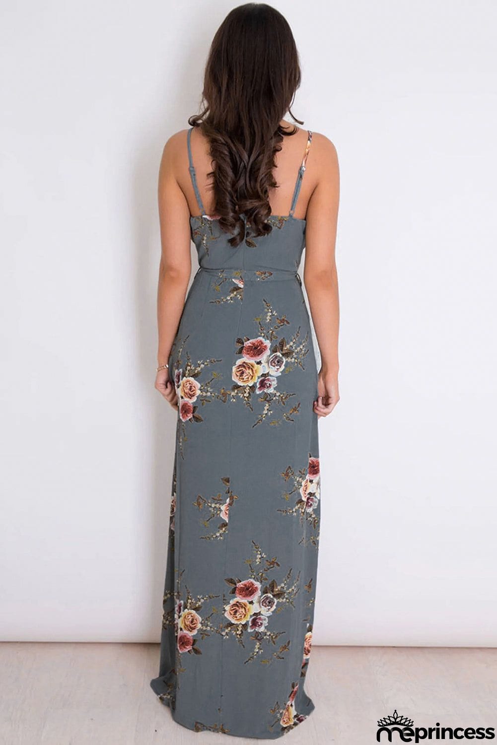 Floral Wrap Maxi Dress With Slit