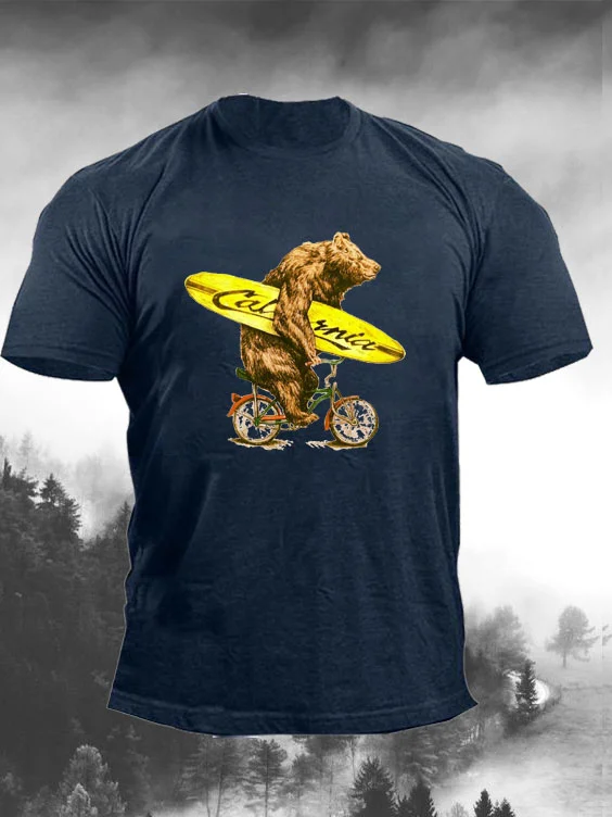 Riding Bear Printed Men's T-Shirt in  mildstyles