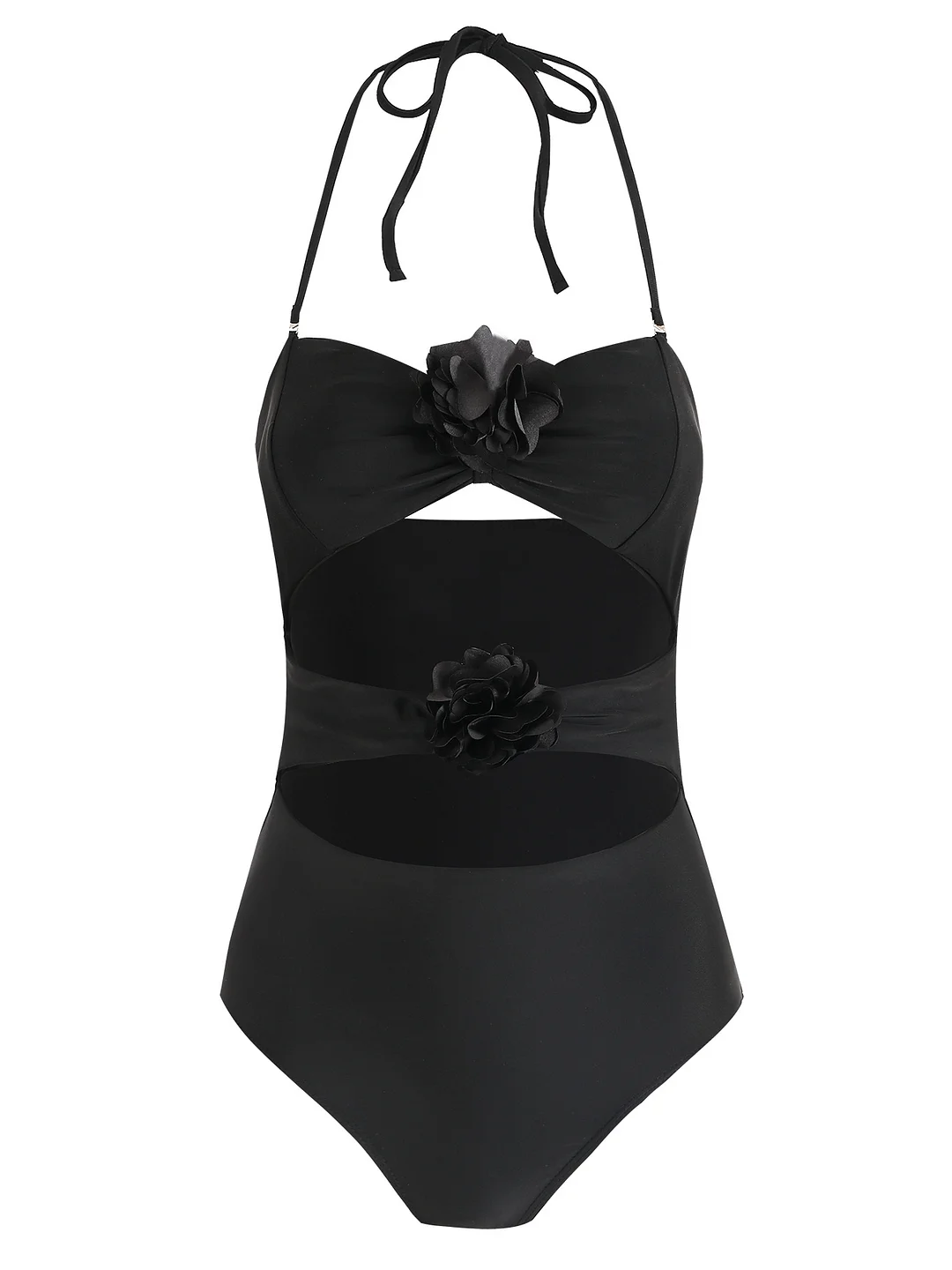 Uveng Pure Black One-Piece Swimsuit Women 2025 New Half-Body Dress Two-Piece Swimsuit Swimsuit