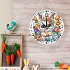 Brillen-Kaninchen 2D-Flach-DIY-Acryl-Diamantmaler-Uhrenanh&auml;nger mit Uhrfunktion 9,65x9,65 Zoll f&uuml;r W&auml;nde oder Fensterdekorationen zu Hause