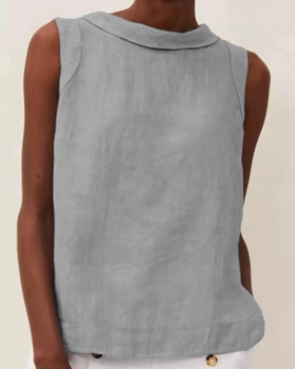 Casual Cotton Solid Color Round Neck Solid Color Top